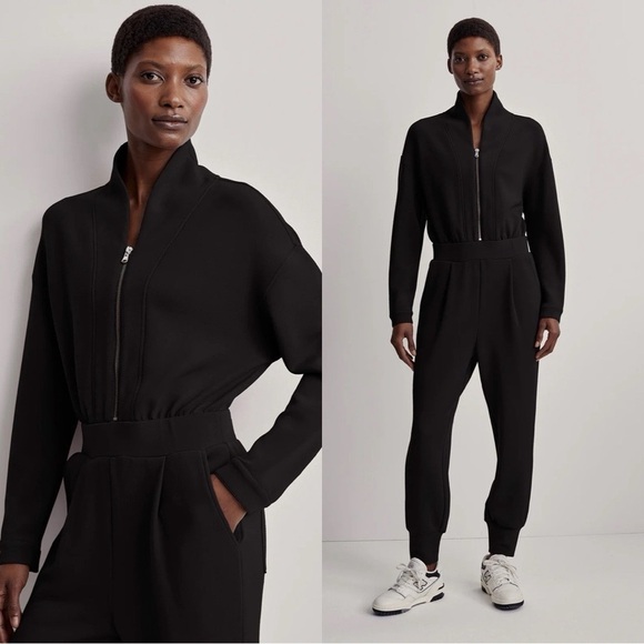NWT VARLEY Talia Long Sleeve One Piece Athleisure Soft Jumpsuit in Black Sz L - Picture 1 of 5